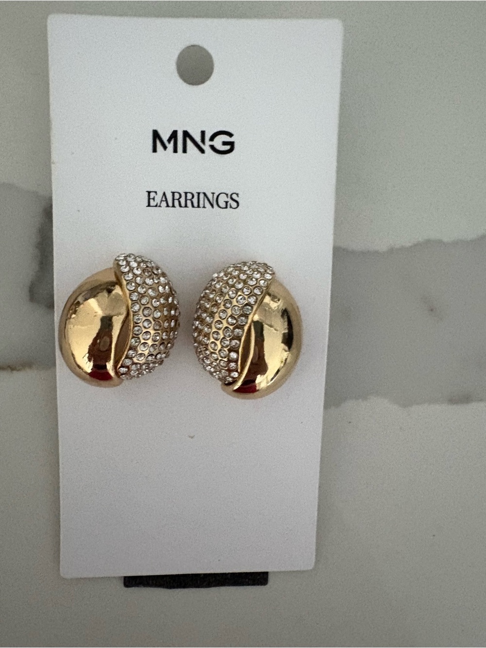 Mango Gold Crystal-Embellished Dome Clip Earrings